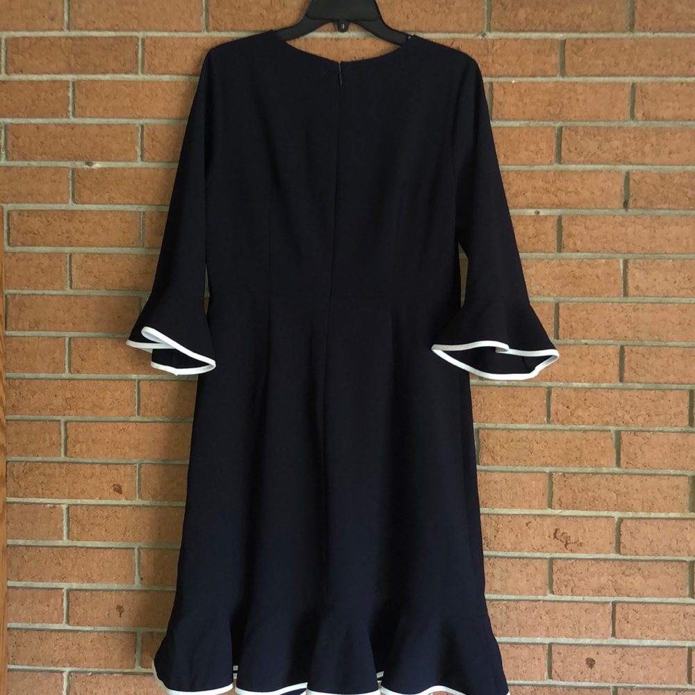 🎭NANETTE LEPORE🎭CREPE FLOUNCE HEM MIDI DRESS🎭 - Picture 5 of 7